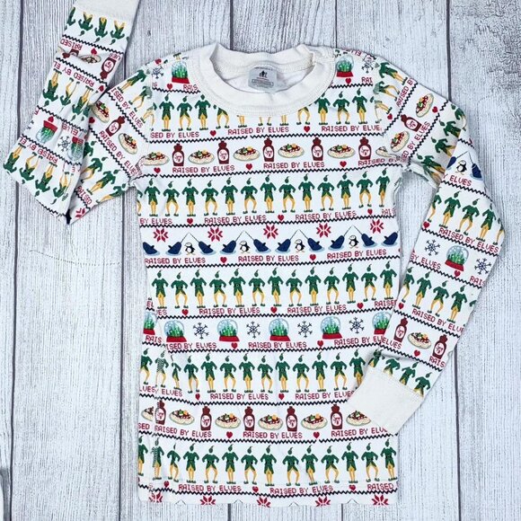 Hanna Anderson 100% Organic Cotton ELF Christmas Pajamas Sz Kids 6-7 - Picture 3 of 7